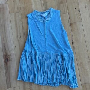 White + Warren Ice Blue Knit Sweater